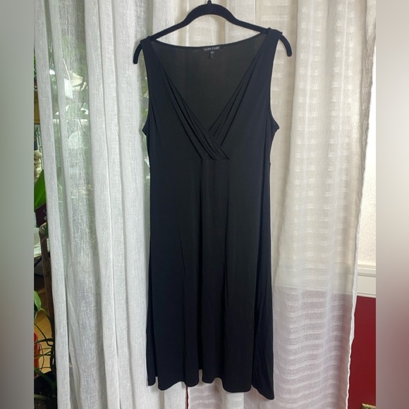 Eileen Fisher 100% Silk Jersey Faux Wrap V-neck Sleeveless Dress Black Small - Picture 9 of 9